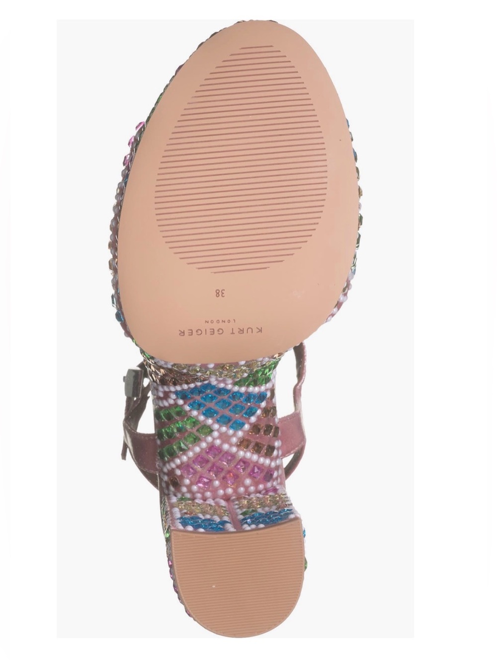 NIB Kurt Geiger Brixton Multicolor Jeweled Platform Sandals. Size 8 US (EU 39) - Picture 6 of 8